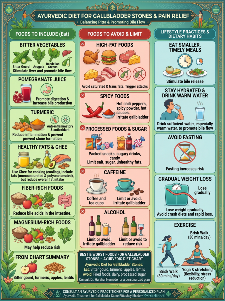 An Ayurvedic diet chart for gallbladder stones by Dr. Harshal Nemade.